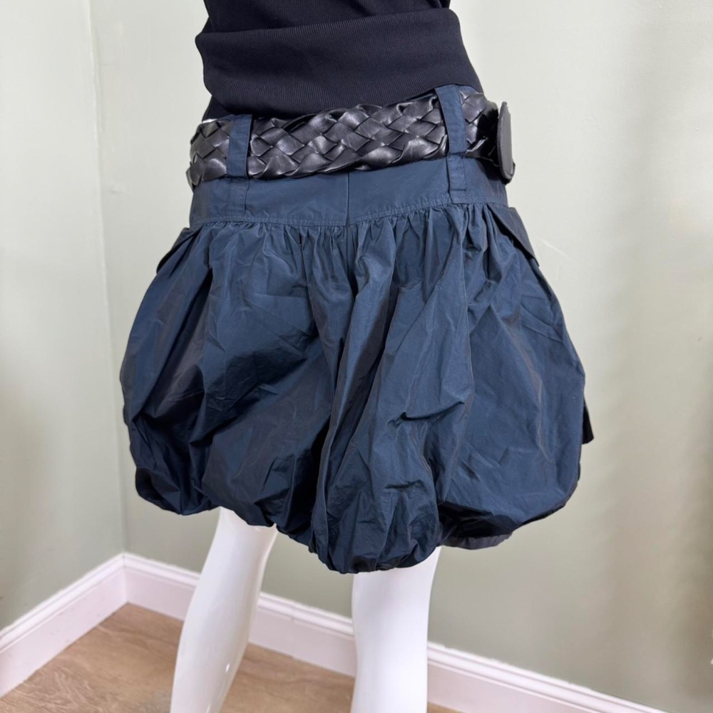 Metallic Navy Bubble Parachute Skirt w/ Drawstring Pockets – Y2K / Harajuku - Picture 5 of 6
